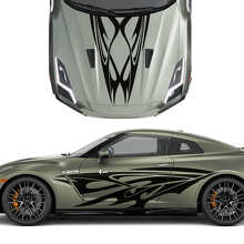 Kit de vinilos adhesivos con gráficos tribales para capó y laterales para Nissan GT-R_2