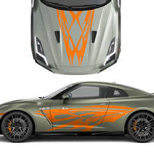 Kit de vinilos adhesivos con gráficos tribales para capó y laterales para Nissan GT-R_3