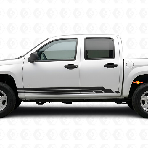 Vinilos de franjas en capas para puertas y paneles laterales para Chevrolet Colorado 1ª generación 2004-2012