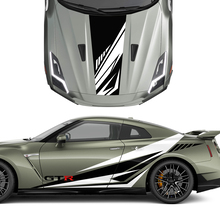 Kit de calcomanía de rayas gráficas de capucha y lados para Nissan GT-R
 2
