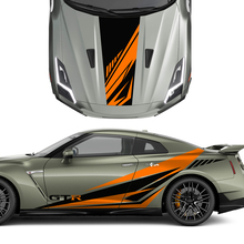 Kit de calcomanía de rayas gráficas de capucha y lados para Nissan GT-R
 3