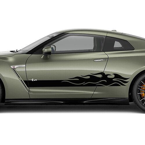 Puertas laterales Kit de calcomanía de rayas de llamas para Nissan GT-R
 1