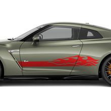 Puertas laterales Kit de calcomanía de rayas de llamas para Nissan GT-R
 2