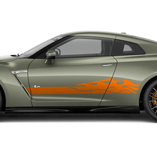 Puertas laterales Kit de calcomanía de rayas de llamas para Nissan GT-R
 3