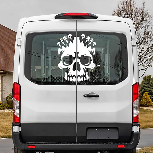 Pegatina de calcomanía de vinilo de calavera de ventana trasera de Ford Transit
