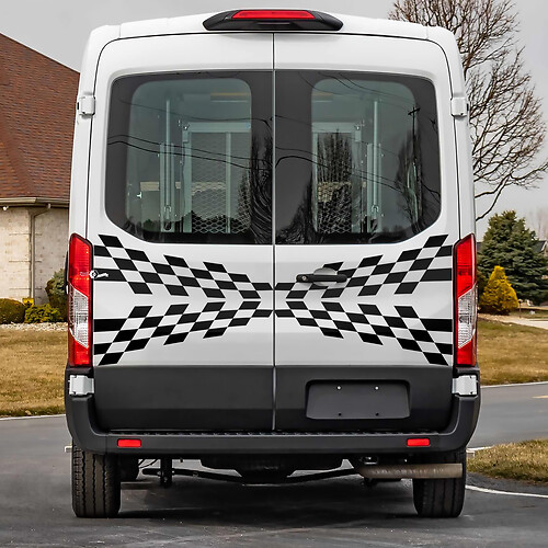 Pegatina de calcomanía de vinilo de gráficos a cuadros traseros Ford Transit
