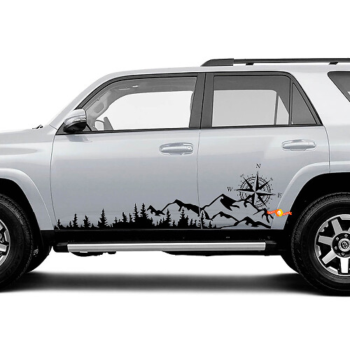 Kit de vinilos laterales Montañas y Brújula para Toyota 4Runner Tacoma Tundra