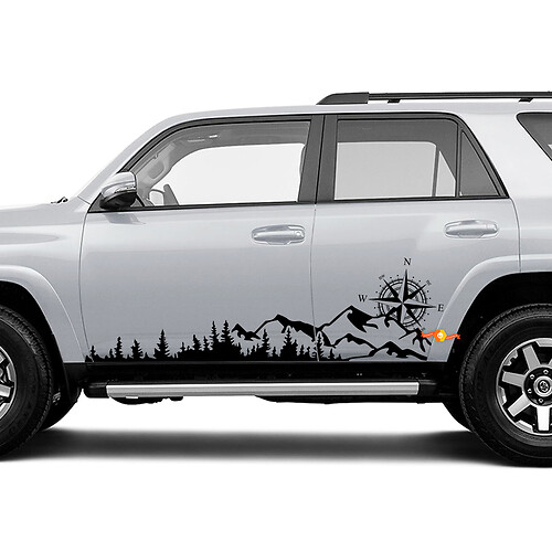 Montañas de árboles laterales y calcomanía de calcomanía de vinilo lateral a Toyota 4Runner Tacoma Tundra
 1