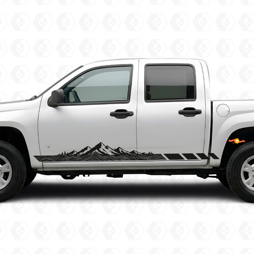 Tiras de vinilo con diseño de montaña topográfica para puerta y panel de estribo para Chevrolet Colorado 1.ª generación 2004-2012