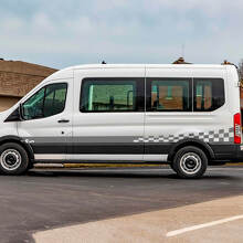 Puertas laterales de rayas de bandera a cuadros de Musclecar Transit gráficos calcomanía de vinilo
 2
