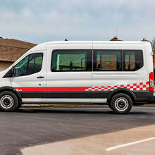 Puertas laterales de rayas de bandera a cuadros de Musclecar Transit gráficos calcomanía de vinilo
 3