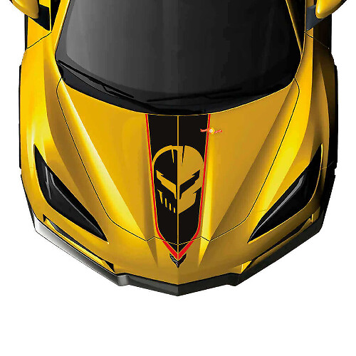 Calcomanía de vinilo Jake Skull para capó de Chevy Corvette C8
