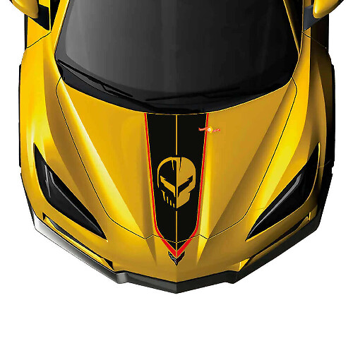 Calcomanía de Vinilo con Raya en Capó Jake Skull para Chevy Corvette C8
