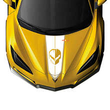 Calcomanía de Vinilo con Raya en Capó Jake Skull para Chevy Corvette C8_2