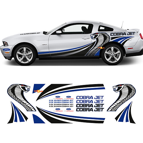 Cobra Jet Side Caderas de calcomanías de calcomanías de carreras de calcomanías para Ford Mustang
