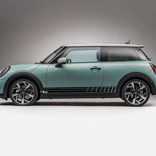 Kit de adhesivos de vinilo con franjas laterales de cuadros de carreras para Mini Cooper S