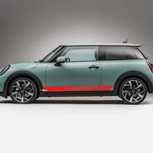 Gráficos de franjas a cuadros con logotipo lateral de carreras para Mini Cooper S 3