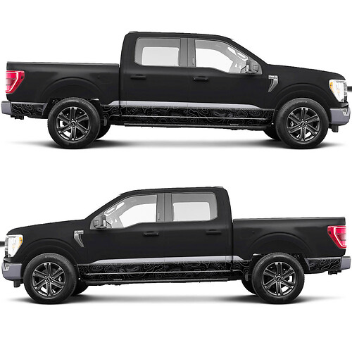 Pegatina de calcomanías de vinilo de gráficos topográficos laterales para temblor Ford F150
