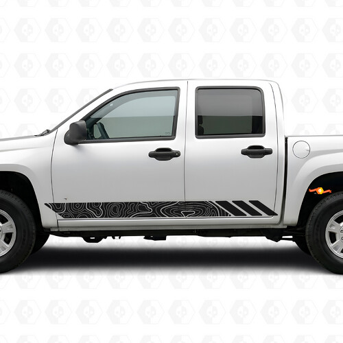 Vinilos de franjas topográficas para puerta y panel de faldón para Chevrolet Colorado 1.ª generación 2004-2012