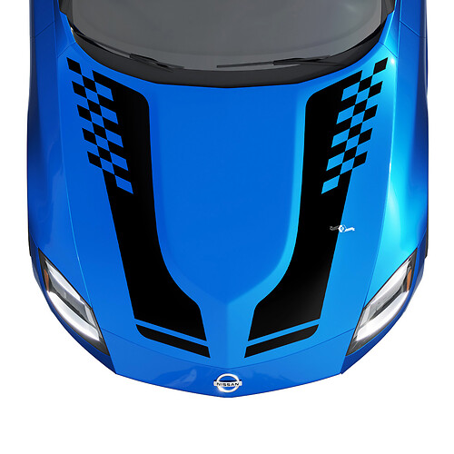 Kit de calcomanía de rayas a cuadros de capucha para Nissan Z Sport
