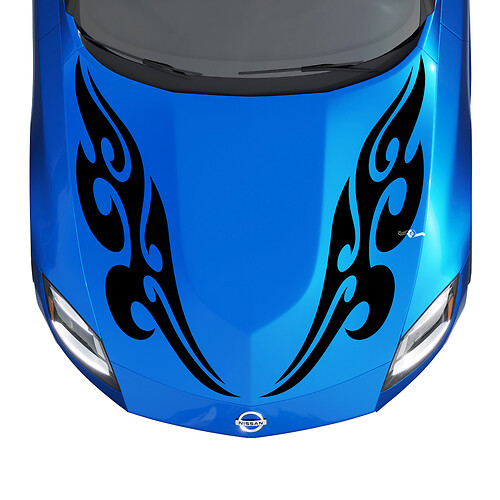 Kit de calcomanía de rayas de llamas tribales de capucha para Nissan Z Sport
