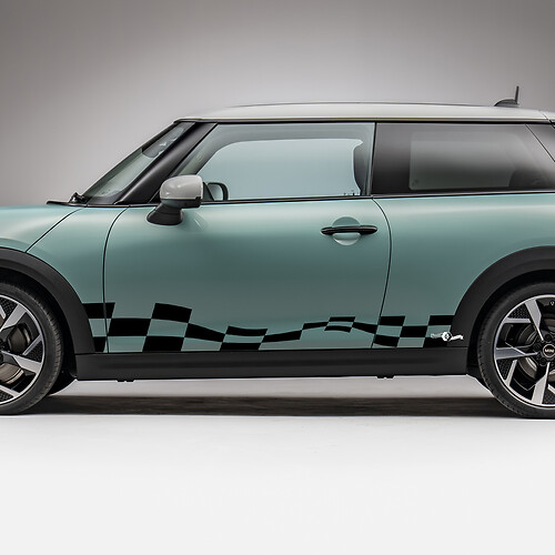 Decal de gráficos de rayas a cuadros de carreras laterales para Mini Cooper S 2

