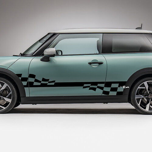Decal de gráficos de rayas a cuadros de carreras laterales para Mini Cooper S 3
