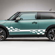 Calcomanía gráfica de franjas a cuadros para el lateral del Mini Cooper S 2