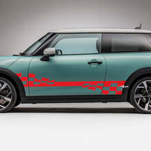 Calcomanía gráfica de franjas a cuadros para el lateral del Mini Cooper S 3