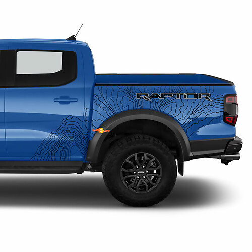 Calcomanías gráficas de calcomanías de salpicaduras de mapa topográfico para 2025 Ford Ranger Raptor
