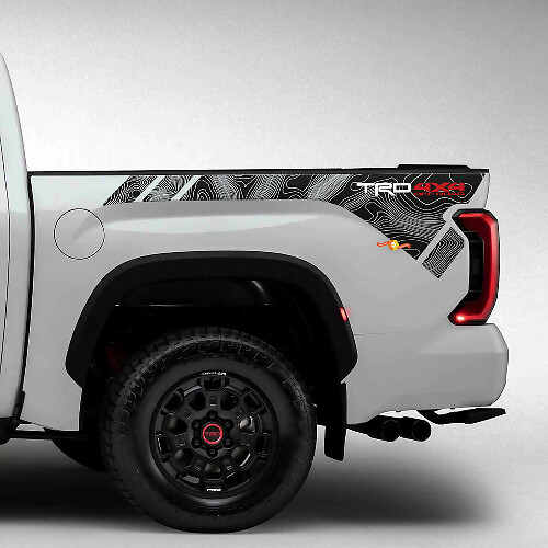 Calcomanías de vinilo estilo topográfico TRD para la cabecera de Toyota Tundra