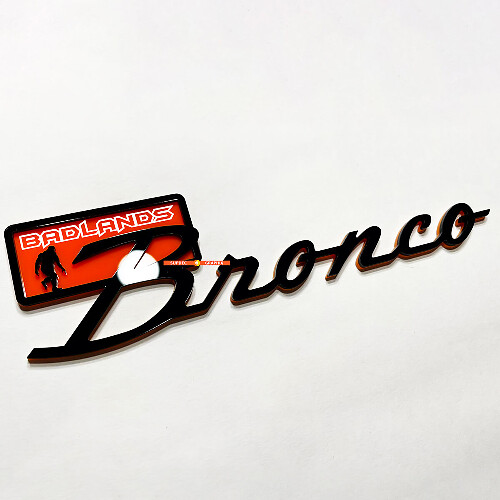 Insignias de guardabarros de diamantes de Bronco Tailgate Emblema 3D Badge Negro Vs Naranja

