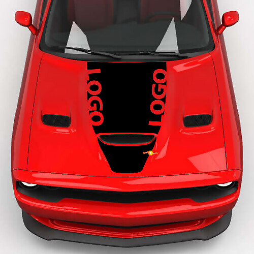 Vinilo Adhesivo de Capó con Logo Personalizado Negro para Dodge Challenger_1