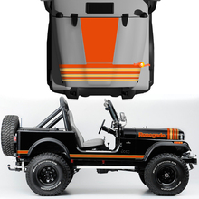 Kit of Hood Fender Jeep Renegade CJ7 Pegatizas de vinilo Decalas Líneas gráficas Estilo gris Elija colores
 2