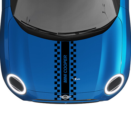 Pegatina gráfica de gráficos de calcomanía de rally de rally de rayas de carrera de capucha para Mini Cooper S
 1