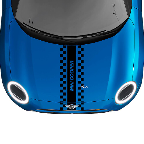 Calcomanía de gráficos de rayas de rally a cuadros en el centro para MINI Cooper S
