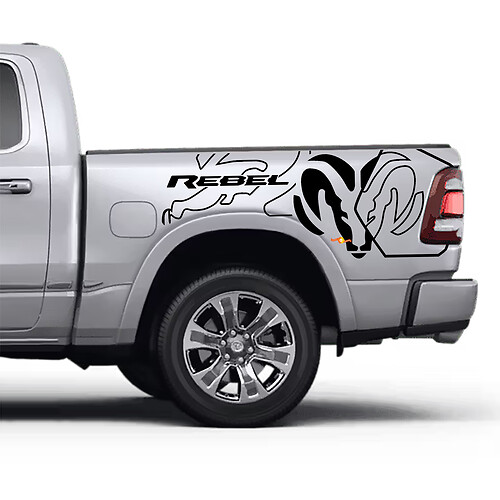 Calcomanías de calcomanías rebeldes de la cama gráficos laterales para dodge ram rebel
