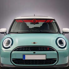 Pegatina de vinilo con logo Mini y franjas para parabrisas para Mini Cooper S 2