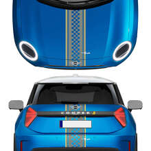 Calcomanía de vinilo con franjas a cuadros en capó y parte trasera para Mini Cooper S 2