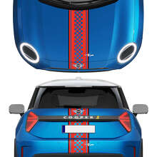 Calcomanía de vinilo con franjas a cuadros en capó y parte trasera para Mini Cooper S 3