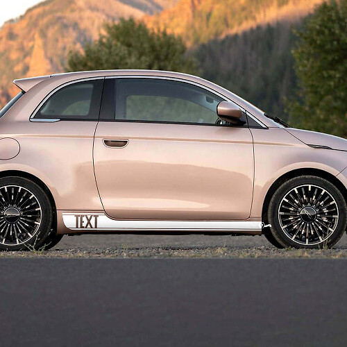 Calcomanías gráficas personalizadas de franja lateral para el panel de estribo Custom Text Rocker Panel 500 para Fiat 500