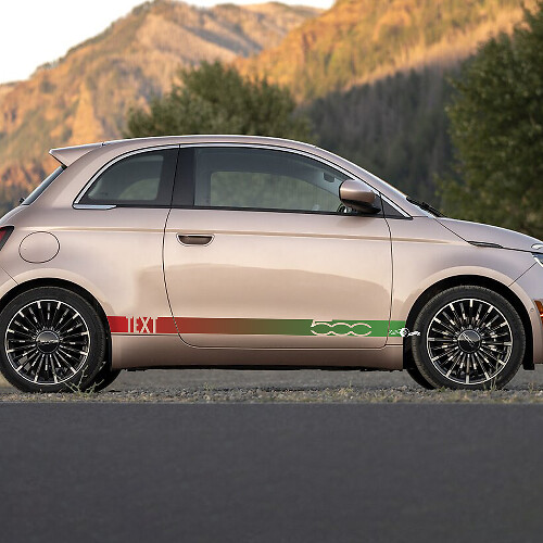 Calcomanía personalizada con texto, franjas de color degradado para paneles laterales, gráficos de franjas para Fiat 500