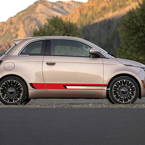 Panel de balancines Dos rayas gráficas de calcomanía de dos colores para Fiat 500
