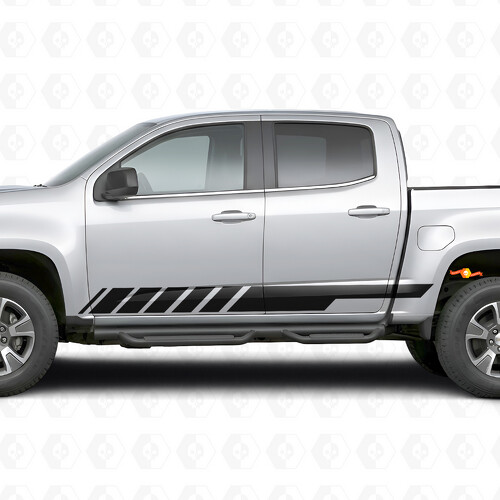 Vinilos en bandas diagonales para puertas de competición y paneles de faldón para Chevrolet Colorado 2ª generación 2015-2022