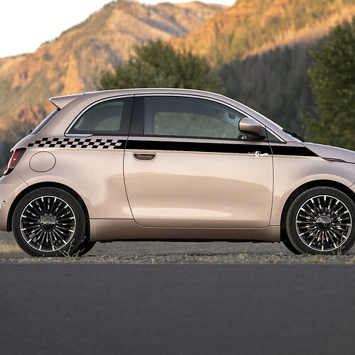Rayas gráficas de calcomanía a cuadros de panel de rocker a cuadros para Fiat 500
