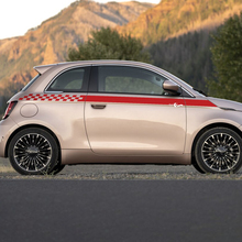Rayas gráficas de calcomanía a cuadros de panel de rocker a cuadros para Fiat 500
 3