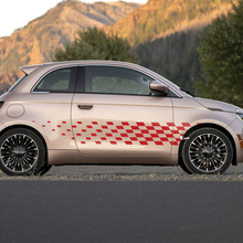 Rayas gráficas de calcomanía a cuadros de panel de rocker a cuadros para Fiat 500
 3