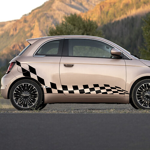 Puertas Rayas gráficas de calcomanía de calcomanía a cuadros para Fiat 500 2
