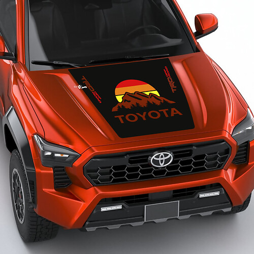 Trd Off Road Mountains Vintage Retro Heritage Strips Wrap Campa de calcomanía de capucha para Toyota Tacoma 4th Gen
 1