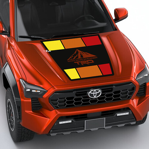 Trd Off Road Mountains Vintage Retro Heritage Strips Wrap Campa de calcomanía de capucha para Toyota Tacoma 4th Gen
 1